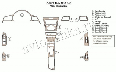 Декоративные накладки салона Acura ILX 2013-н.в. Набор с навигацией.